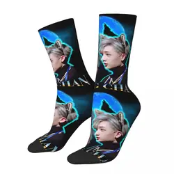 Crazy compression Wolf Design Sock for Men Harajuku Bang Chan Seamless Pattern Crew Sock Casual