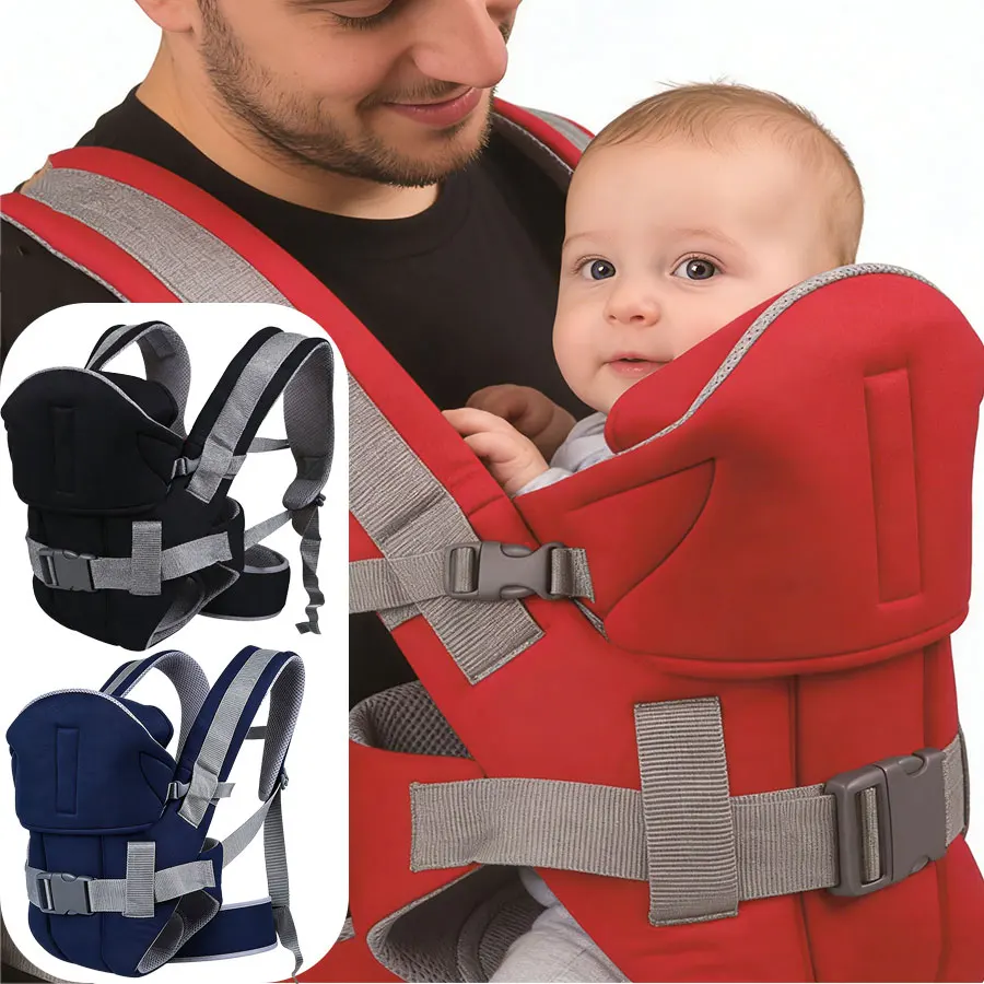 

Многофункциональный дышащий хлопковый рюкзак-переноска для младенцев с креплением на плечо и спереди