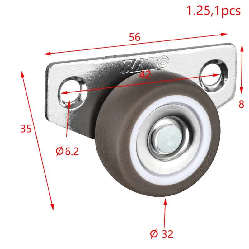 1/4Pcs of Side Installation Low Profile Replace Wheel For Furniture Kitchen Cabinet Table Silent Rubber Casters, Drawer Wheels