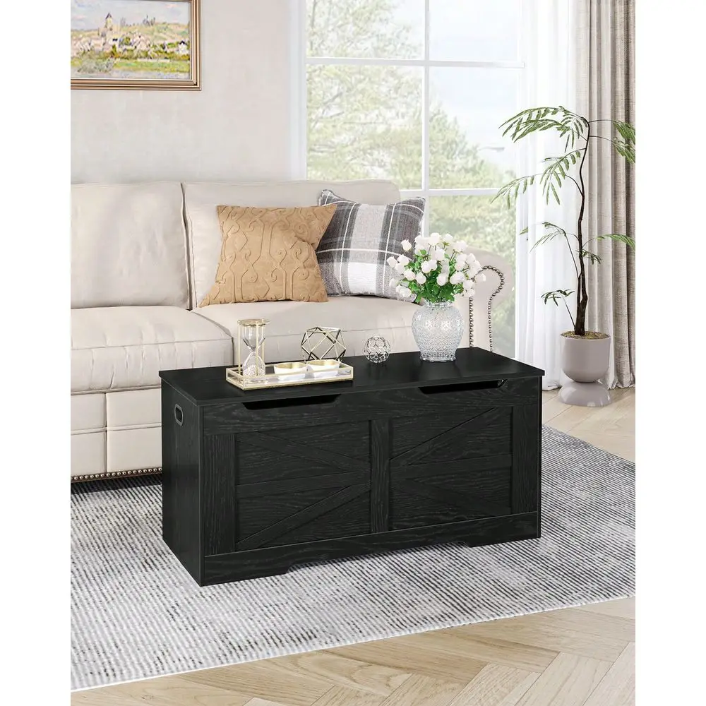 

39.4 Storage Chest, Extra Large Storage Trunk With 2 Hinges, Wooden Box Bench, LiftTop Organizer Chest, Shoe Bench For Entryway