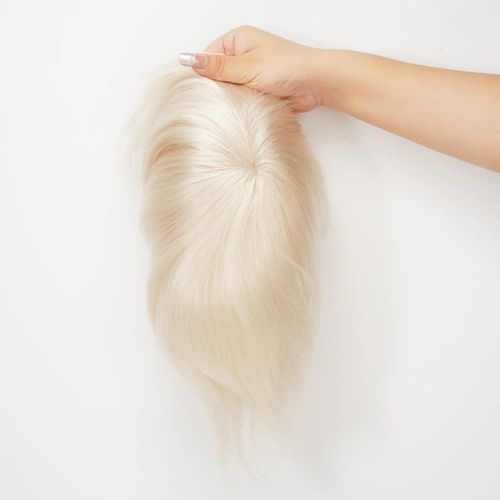 Template Base Custom 100% Human Straight Hair Light Density Lace & PU Toupee Hair Replacement System 4 Clips