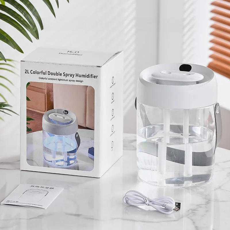 Nuevo Humidificador de aire de gran capacidad de 2L con pantalla Digital, humidificador ultrasónico de escritorio silencioso para dormitorio, gran volumen de niebla para el hogar