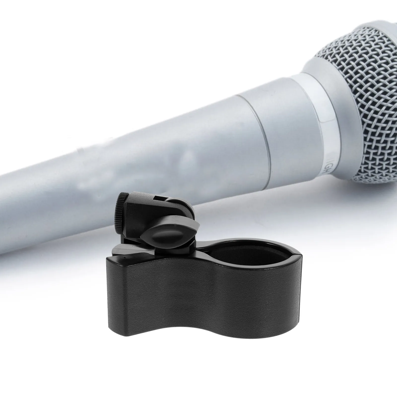

Durable Microphone Clip Large Spring Clamp for H held Mics Black Stable Material Anti Fracture Reliable Strength Plastic Mic