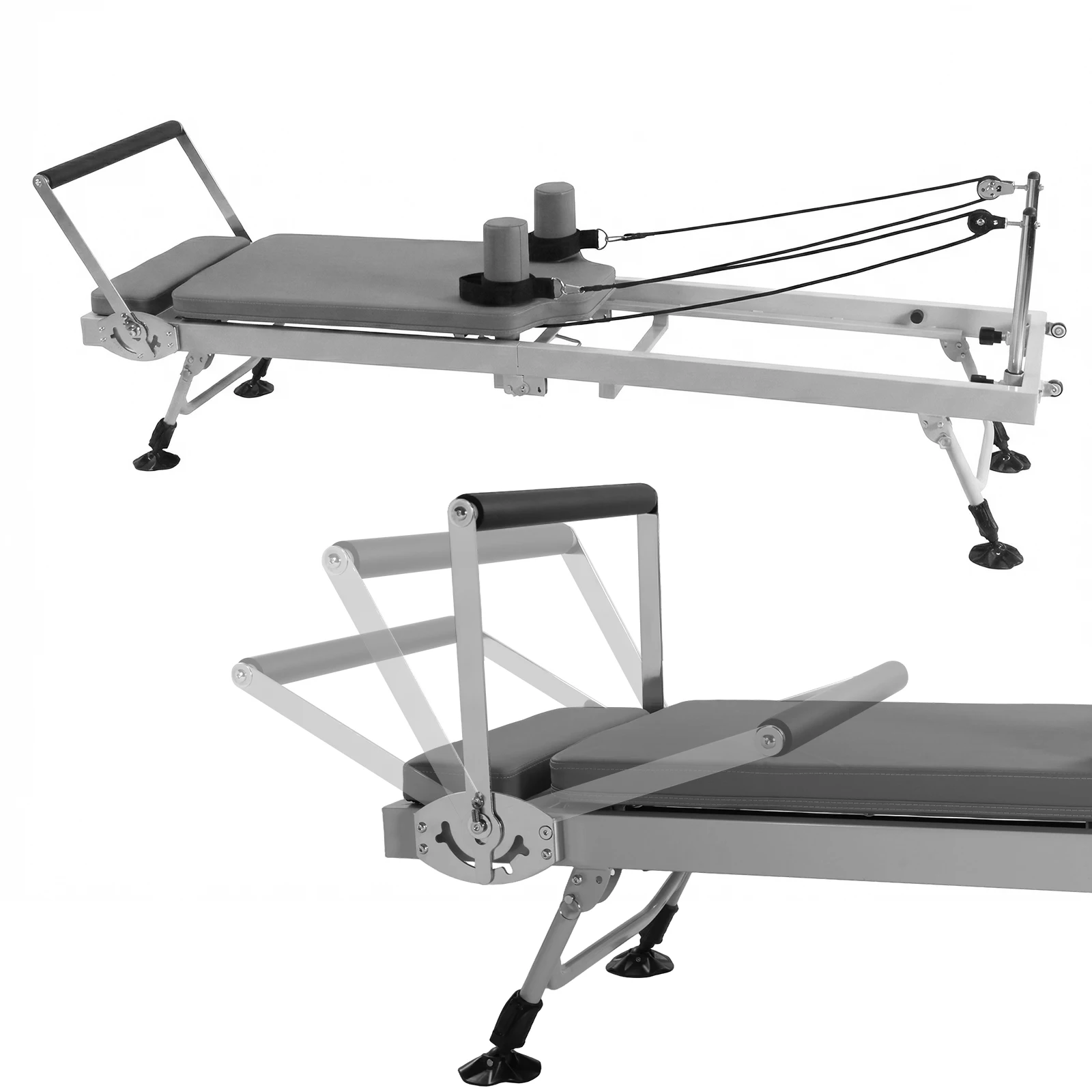 

78 In Quick-Assembly Pilate Reformer with Springs Resistance Portable Pilates Machine 300 LBS Capacity Suitable for All Levels