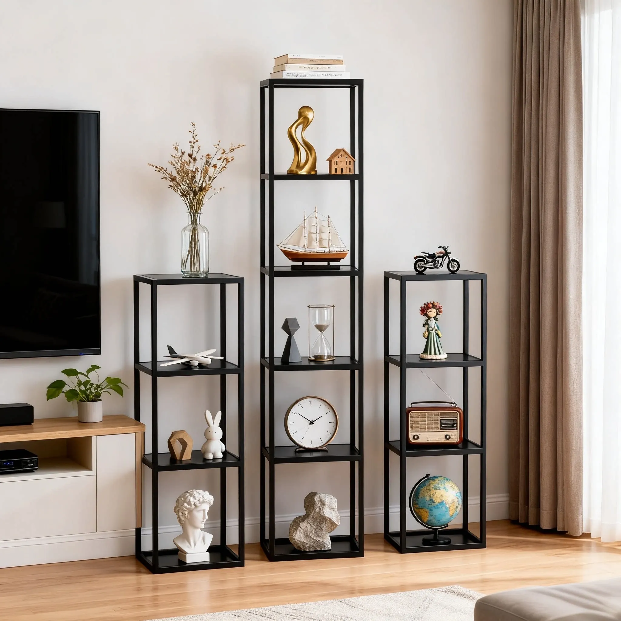 Wrought iron rack, narrow slot display rack, floor-to-ceiling multi-layer storage in the living room is increased