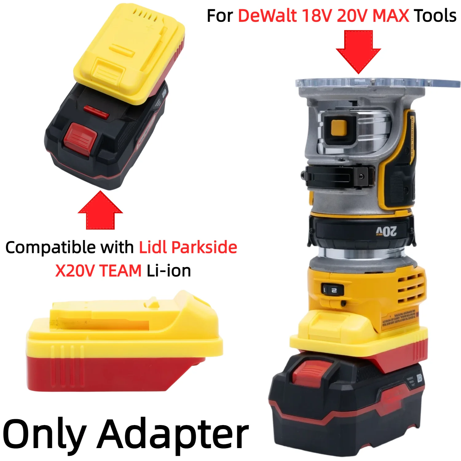 Battery Adapter/Converter for Lidl Parkside X20V TEAM Series Battery To DeWalt 18V 20V MAX Cordless Power Tools(Only Adapter)