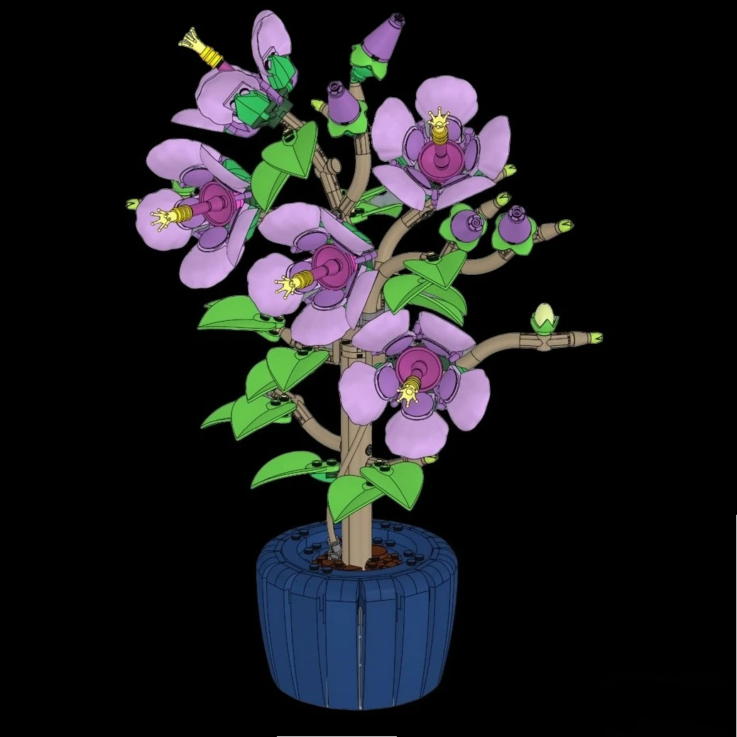 COLEÇÃO BOTANICAI Conjuntos de blocos de construção de flores de hibisco 10372 compatíveis com Legoed adequado para presentes de Natal, 660 unidades.