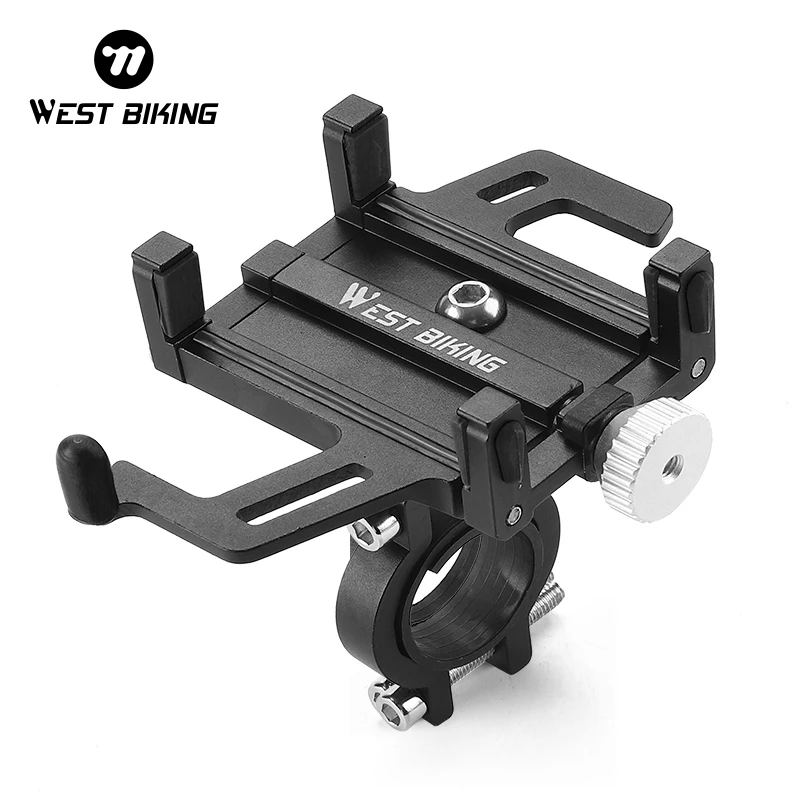 WEST BIKING Phone Holder Motorcycle Electric Bicycle Mobile Phone Support Aluminum Alloy Five Claws Mechanical Bike Phone Holder