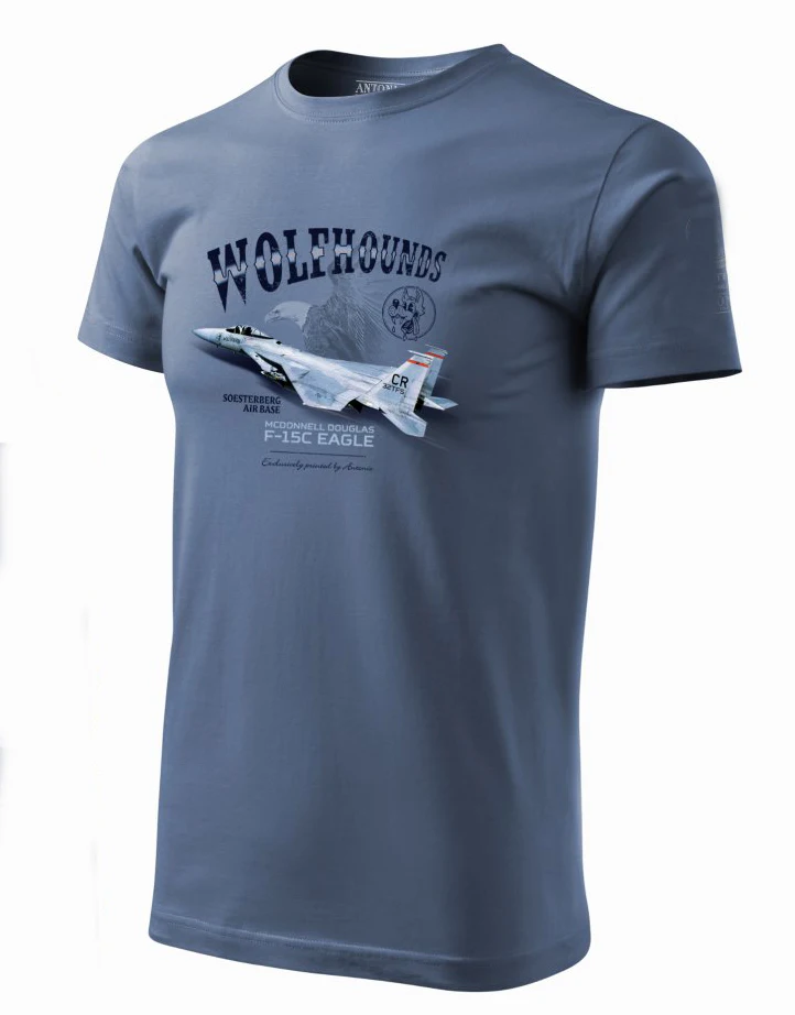 Soesterberg Air Base Wolfhounds F-15E Eagle Fighter Aircraft T-Shirt. Summer Cotton Short Sleeve O-Neck Mens T Shirt New S-3XL