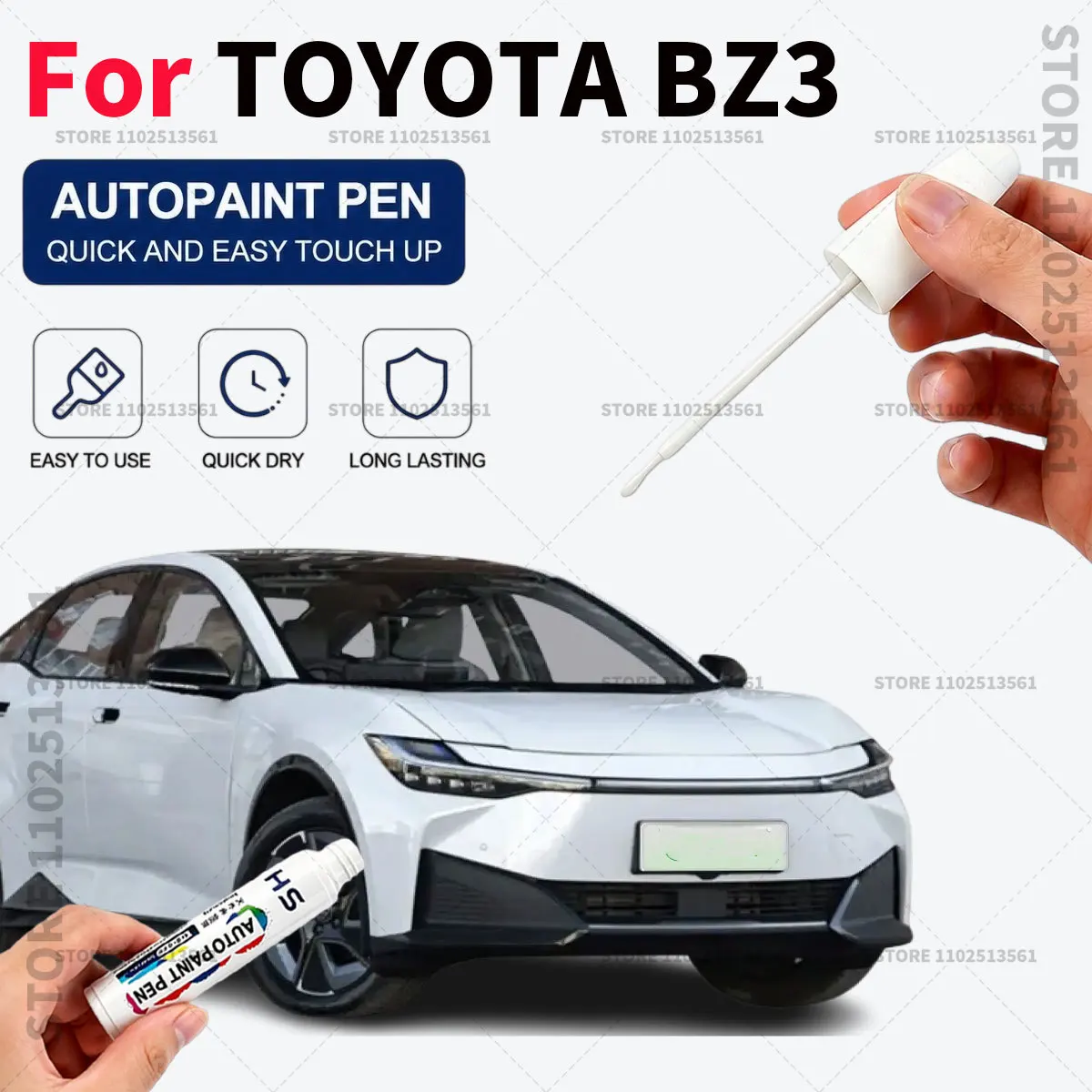 Car Touch Up Paint Pen Quick Repair Scratch Remover Auto Paint Brush Easy Application For TOYOTA BZ3 White Black Blue Silver Red