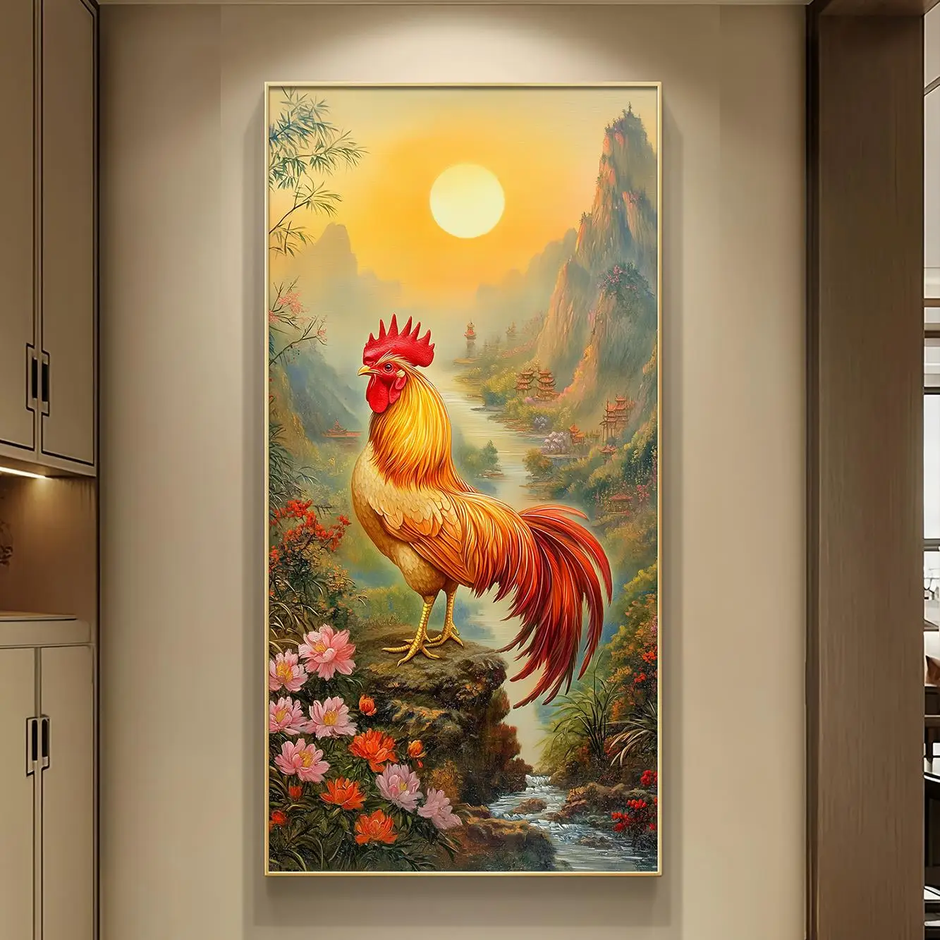 

Big chicken Dali porch lamp painting town house landscape mural lamp luminous high-grade with light entrance door mural lamp