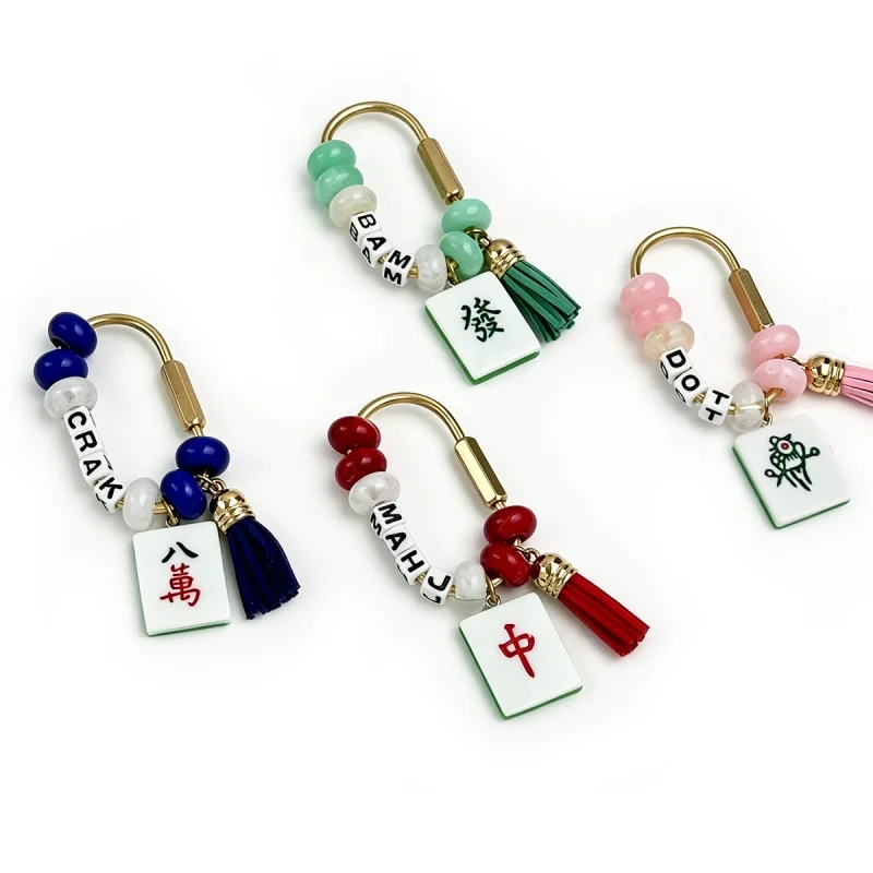 Mahjong Tile Bag Charms, Mahjong Keychain with Tassels Mahjong Trinkets, Gifts for Mahjong Party Favors, Jewelry for Women