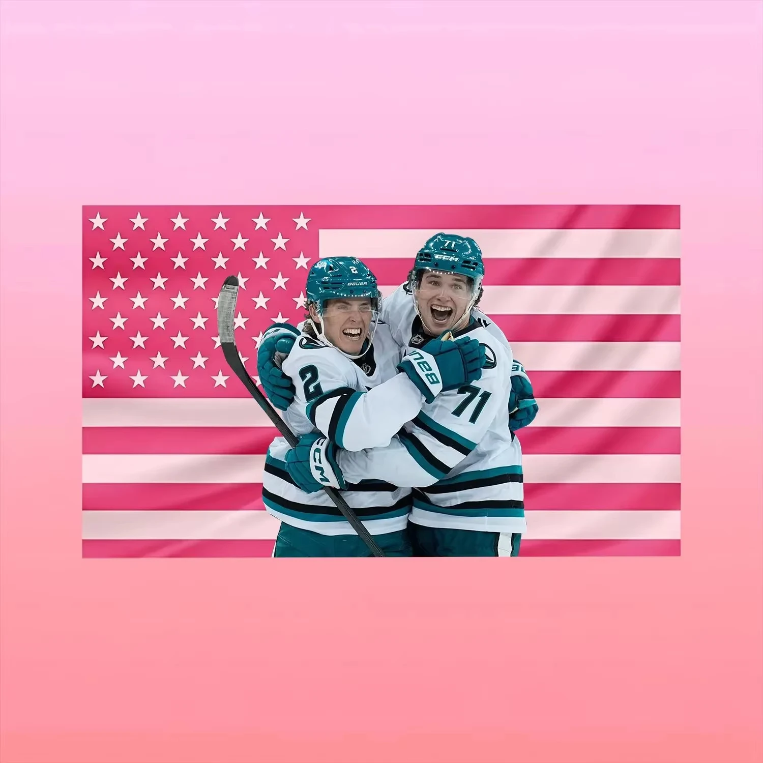Ice Hockey Sport Wall Tapestry American Flag Style Poster Athletic Fan Decor Hanging Fabric Banner Bedroom Room Wall Art Gift
