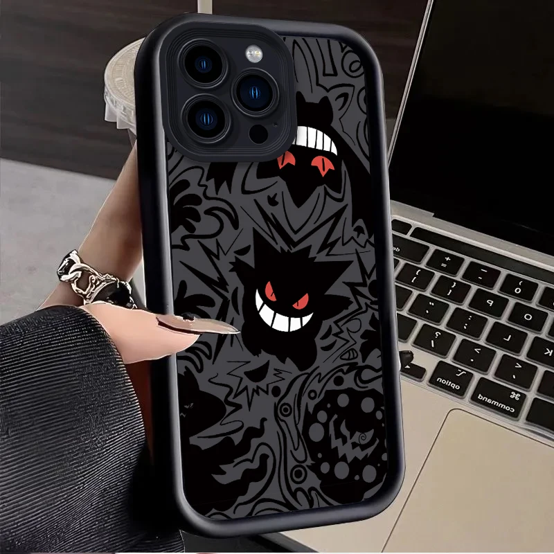 Pokemon Gengar Liquid Silicone Case for iPhone 15 14 13 12 11 Pro Max XS X XR 8 7 6S 6 Plus SE 2020 Shockproof Back Cover Funda image 4