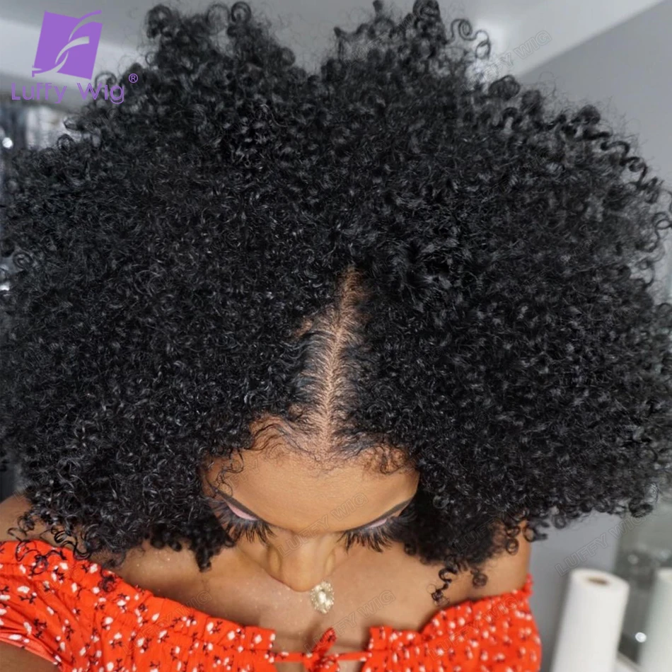 Invisible Afro Kinky Curly V Part Wig Human Hair Glueless Upart Wig No Leave Out New U Part Wig Blend with Your Own Hairline