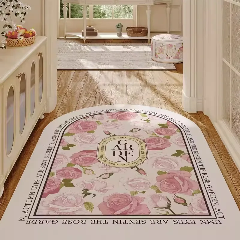 

PVC Kitchen Floor Mat Vintage Floral Design Waterproof Oil-proof Bathroom Carpet Scratch-resistant Wear-resistan Balcony Rugs 러그