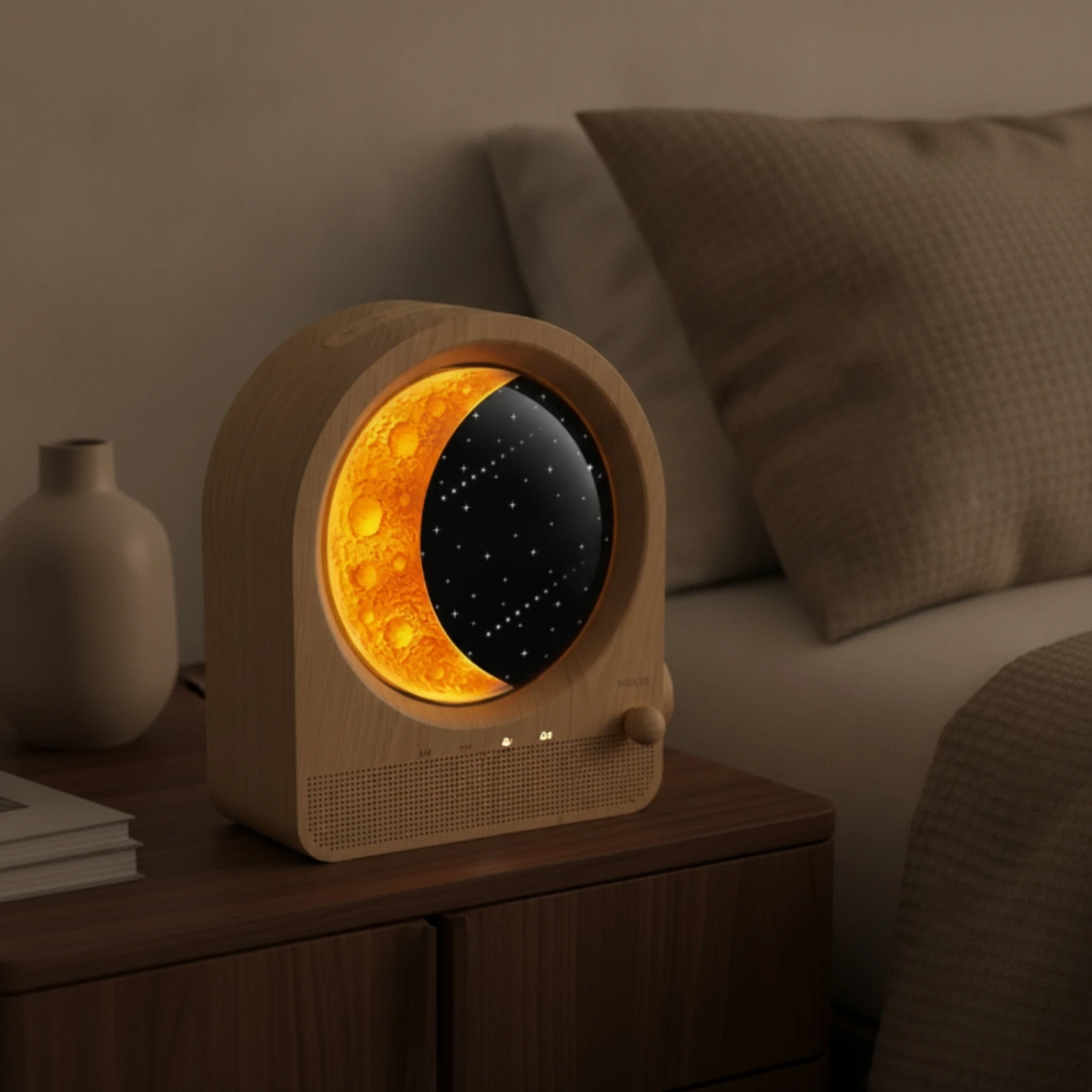 달빛 램프가 있는 디지털 나무 무늬 알람 시계, 침실용 - Led Moon Lamp 리뷰 및 가격