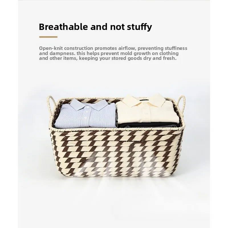 Rope woven desktop storage basket, living room tea table food basket, sundries sorting basket