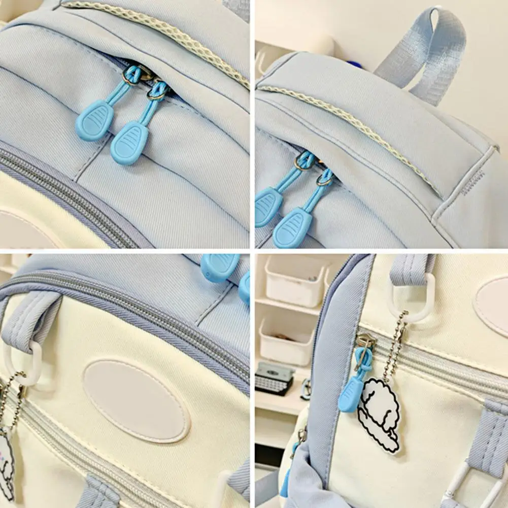 Multi-pocket School Bag Girls Laptop Backpack with Transparent Front Pocket Waterproof Capacity School Bag Comfortable Padded