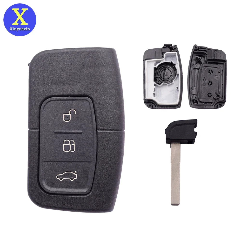 

Xinyuexin Smart Remote Key Card Shell Fob for Ford Focus C-MAX S-MAX Mondeo Galaxy Kuga 3 Button Keyless Car Key Case New HU101