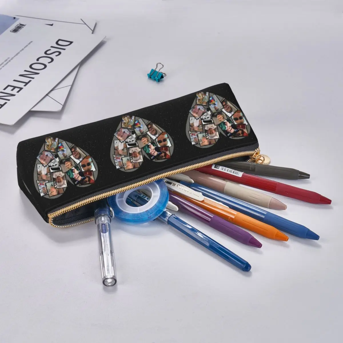 Hasbulla Magomedov القلب الكولاج مقلمة الحقيبة قلم رصاص تخزين لوازم مكتبية صندوق القلم حقيبة أقلام رصاص لهدايا صبي فتاة