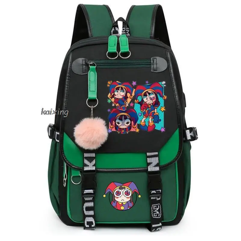 Mochila escolar de gran capacidad para mujer, bolso Kawaii de lona, el increíble circo Digital