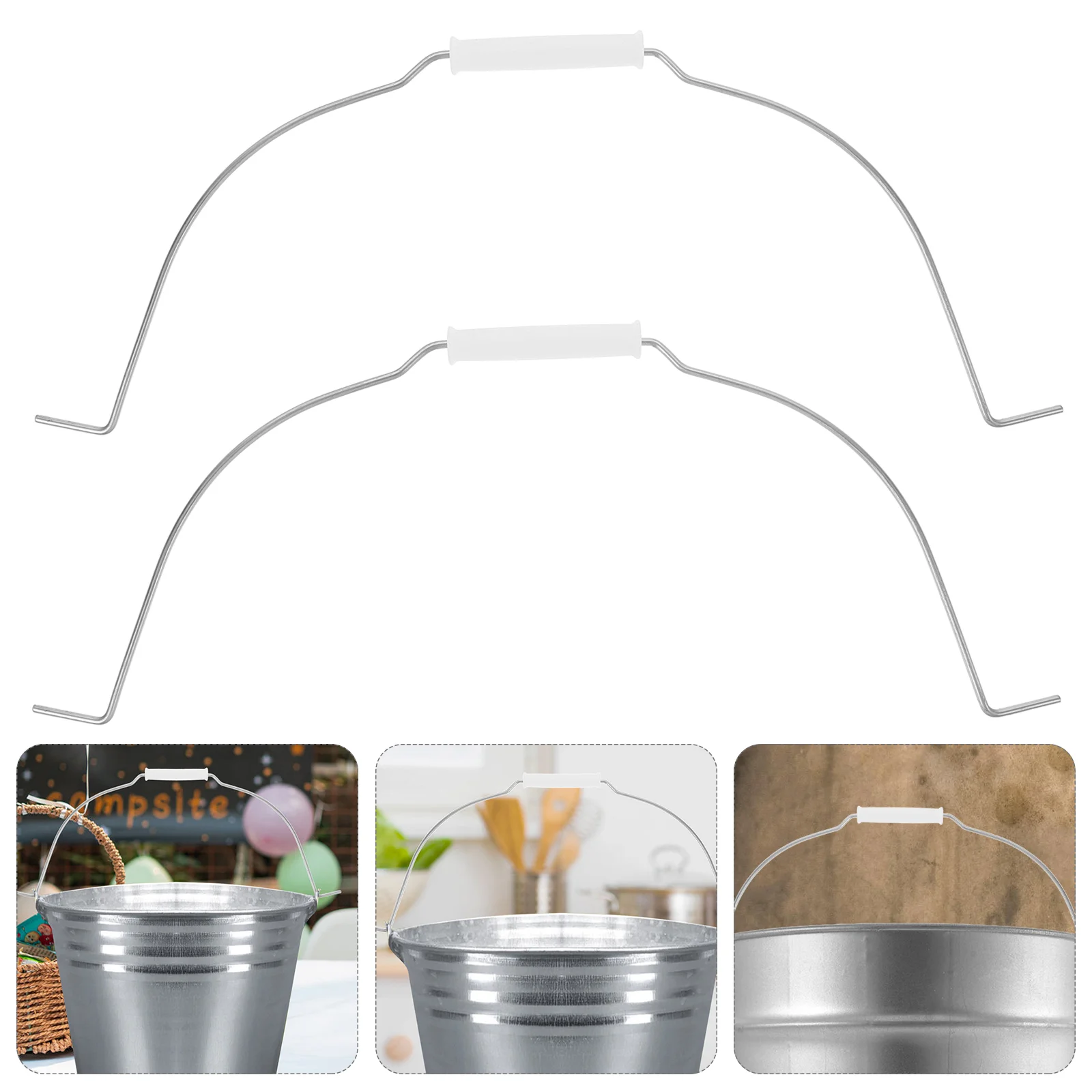 2 Pcs Iron Bucket Handle Pail Carrying Grip Wire Handles for Basket Hamper Non-slip Drum