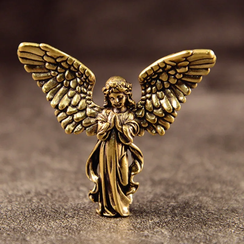 Antique Copper God of Love Cupid Statue Small Ornaments Brass Angel Figurines Desktop Decorations Home Decor Accessories