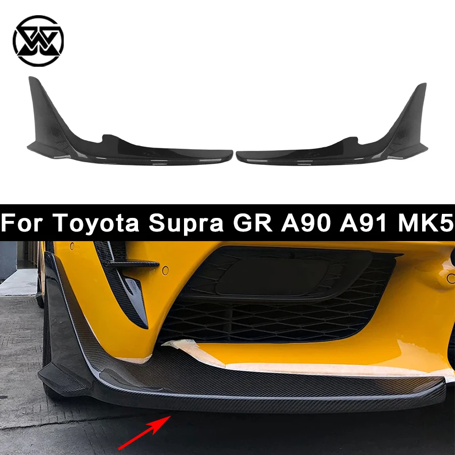 Car Flaps Apron Trim For Toyota GR SUPRA A90 A91 MK5 Carbon Fiber Front Bumper Side Fins Winglet Canard Splitter Air Vent Cover