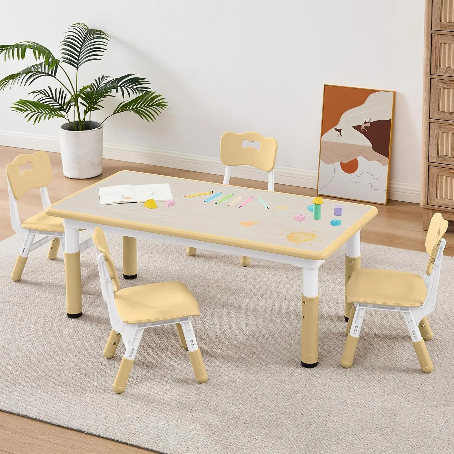 Ensemble de table et chaise réglables pour tout-petits, bureau graffiti, multi-activités pour enfants, recommandé