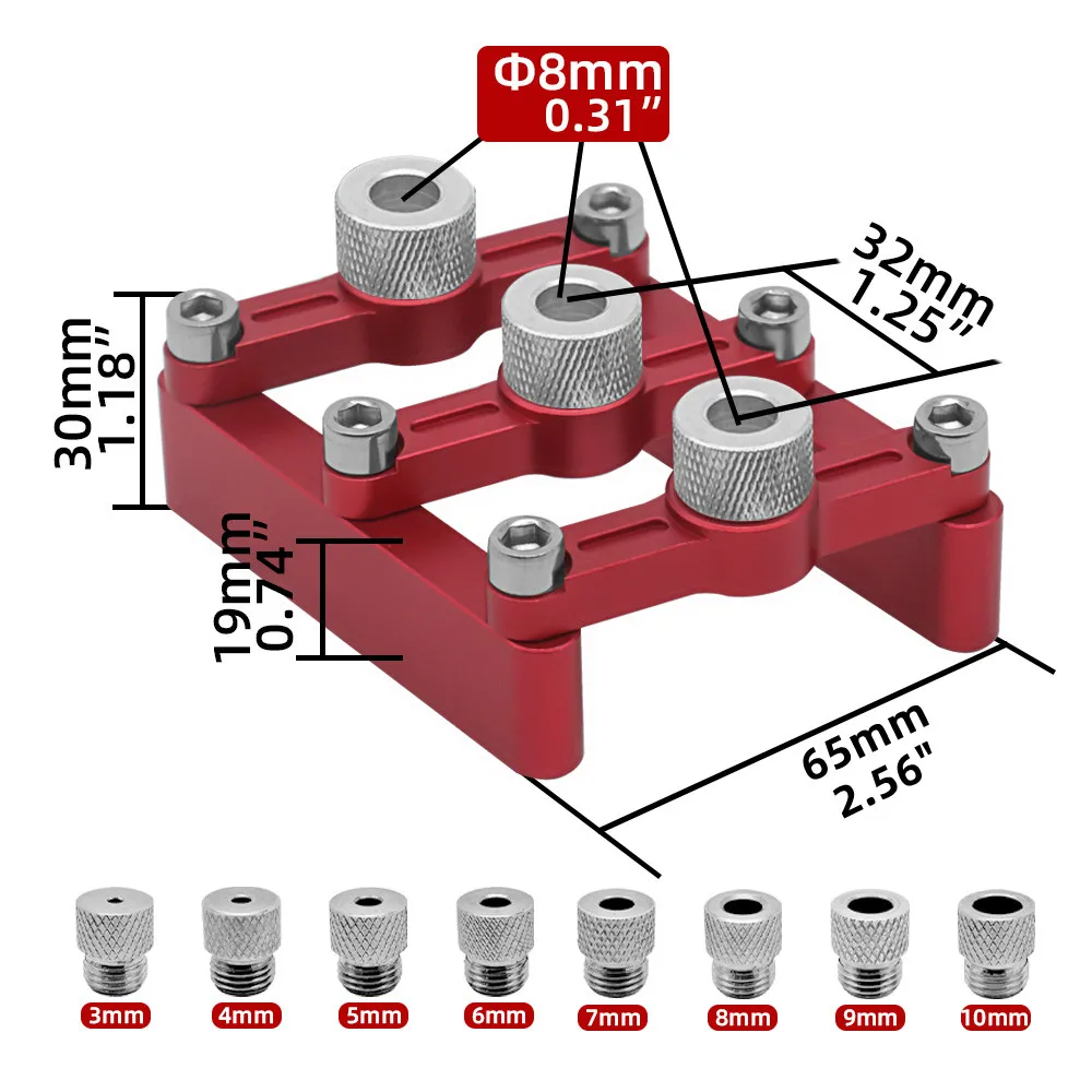 Self Centering Dowelling Jig Woodworking Joinery Hole Drill Guide,Wood Dowel Hole Positioner Locator with 3-10mm Drill Sleeves