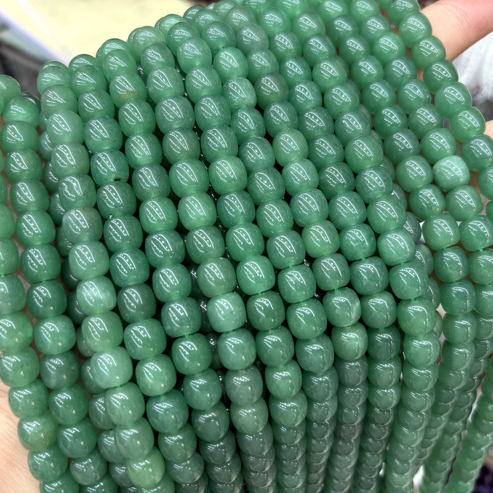 Natural Stone Green Aventurine Apple Shape Bead Smooth Loose Spacer Bead for Jewelry Making DIY Bracelet Necklace Accessory view 2