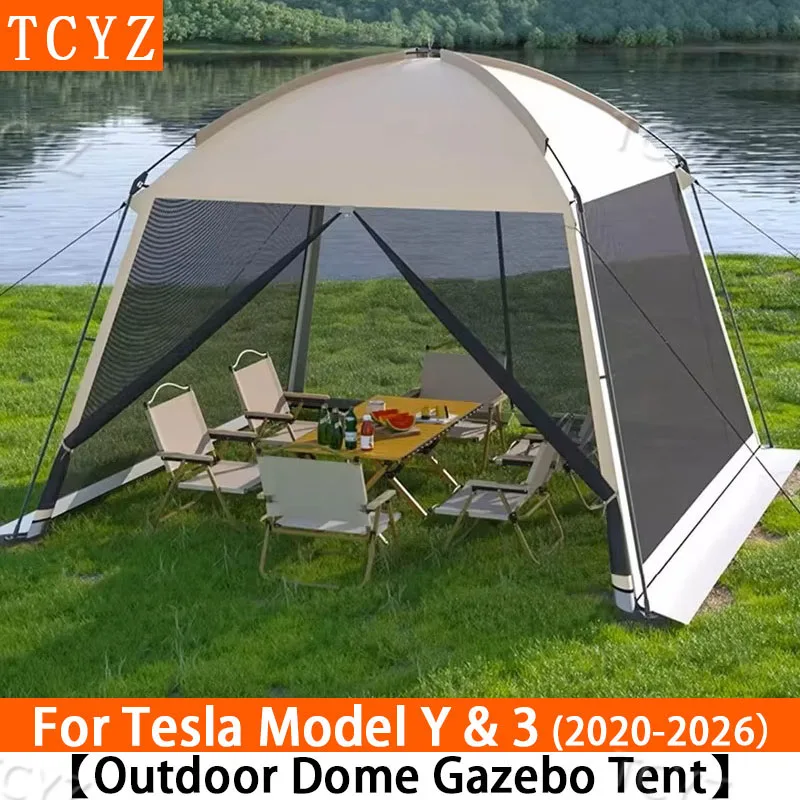 

Outdoor Camping Tent Sunshade Rainproof Sunscreen Mosquito-proof Mesh Shed Portable Beach For Tesla Model Y & Model 3 2020-2025+