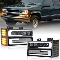 Headlights and Front Side Marker Lights for 1994-1998 Chevy C10 C/K Series 1500 2500 3500 Chevrolet Silverado/Tahoe/Suburban