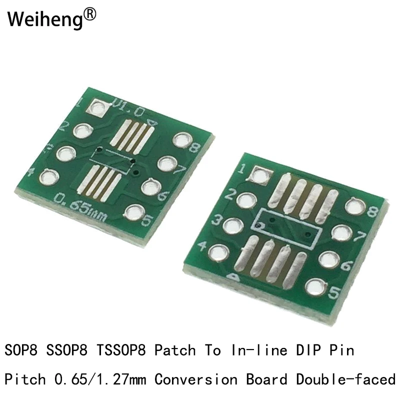 Carte de Conversion Double face SOP8 SSOP8 TSSOP8, pas de broche DIP en ligne 0.65/1.27mm