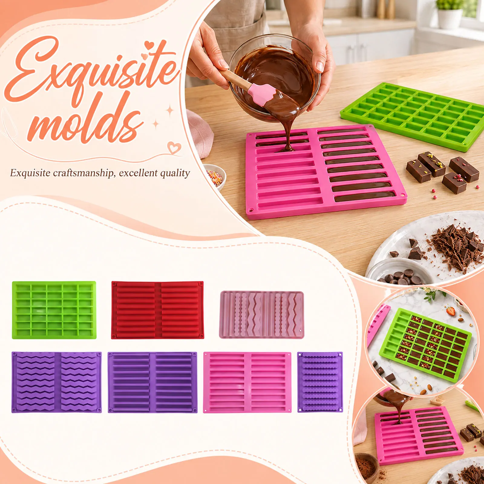 Wavy Strip Silicone Candy Mold Wave Shape Cake Mould Non‑stick Baking Mold Handmade Baking Craft Supplies
