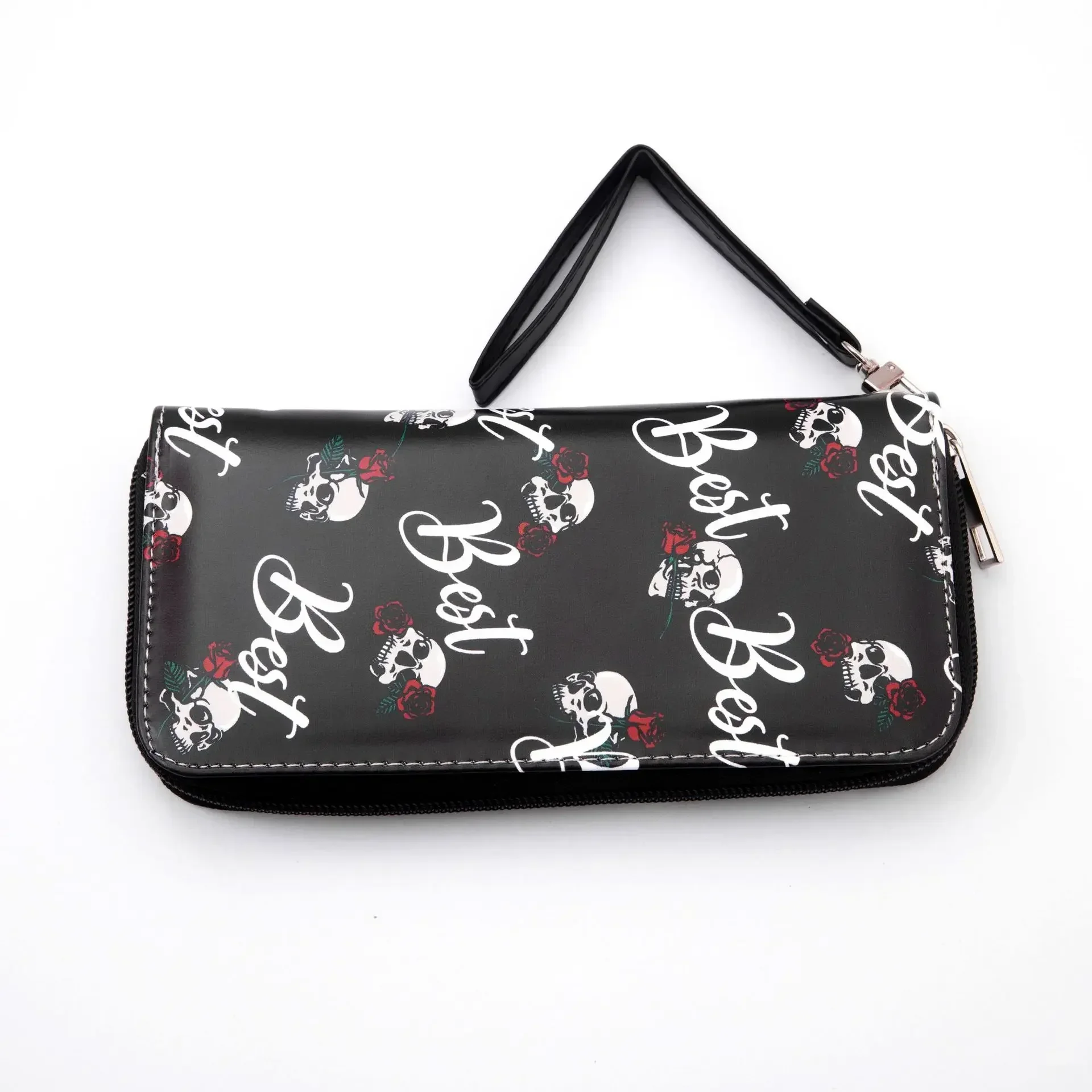 New Punk Style Wallet Black Gothic Pu Leather Women Men Wallet Ghost Printing Purse Unique Design Stylish Long Wallets