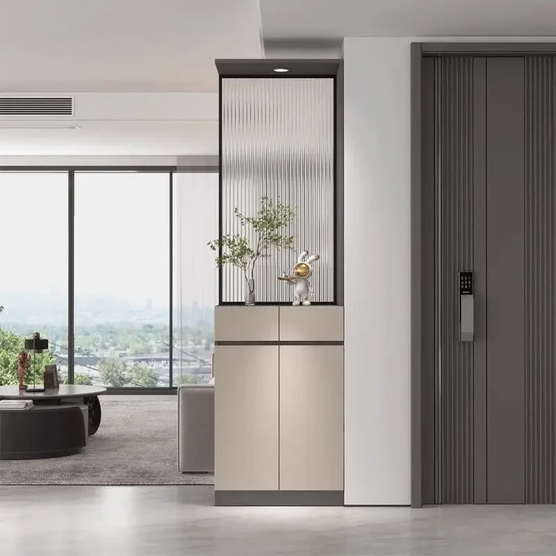 Solid wood entrance shoe cabinet integrated simple modern living room partition screen cabinet household light luxury