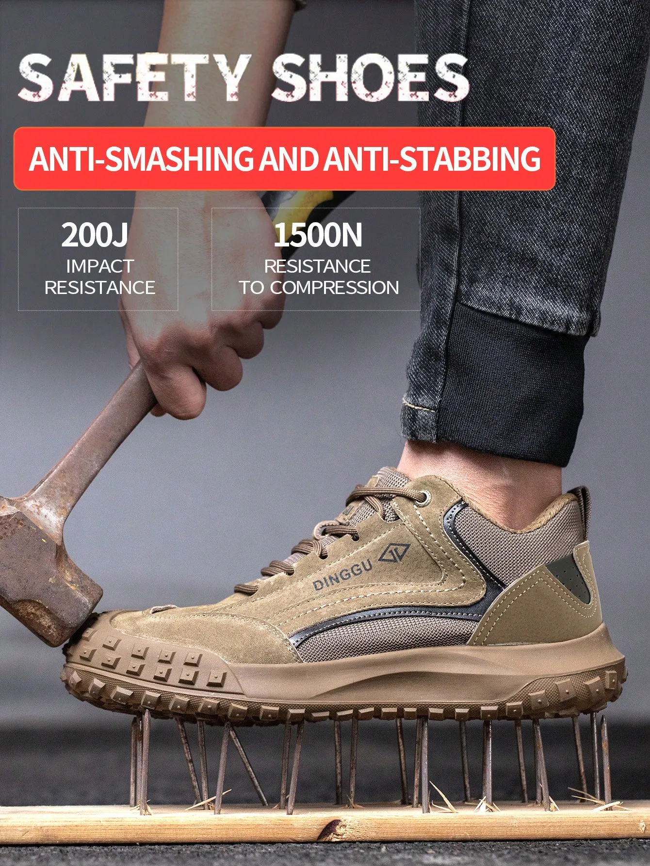 Men's Puncture Proof Steel Toe Anti-Smash Non-Slip Shock Absorbing Work Safety Shoes Anti-Smashing And Anti-Piercing Steel Toe Shoes
