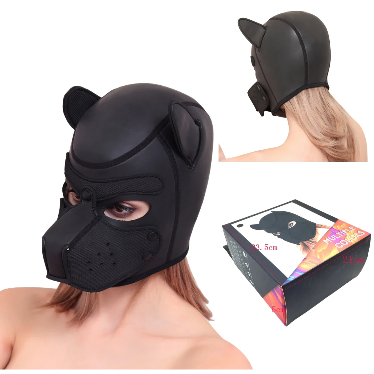 Large Size Padded Rubber Dog Play Mask Full Head Hood Cosplay Costume Enhanced Comfort Puppy Dog Role Play Game Mask