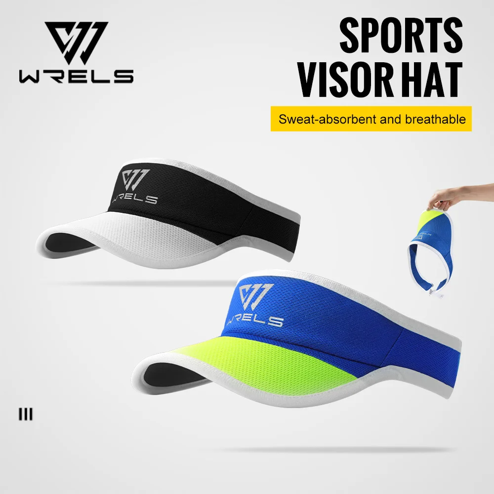 

WRELS Anti-UV Sports Visor Hat Lightweight Quick Dry Packable Visor Hat Running Tennis Golf Empty Top Adjustable Baseball Cap