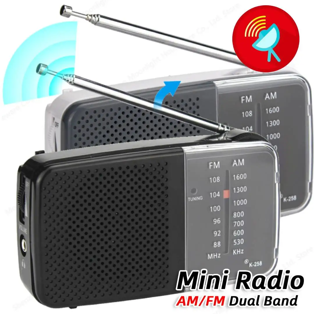 Mini rádio am/fm banda dupla portátil transistor rádios de bolso com alto-falante alta fidelidade leitor música mais velho rádio alimentado por bateria