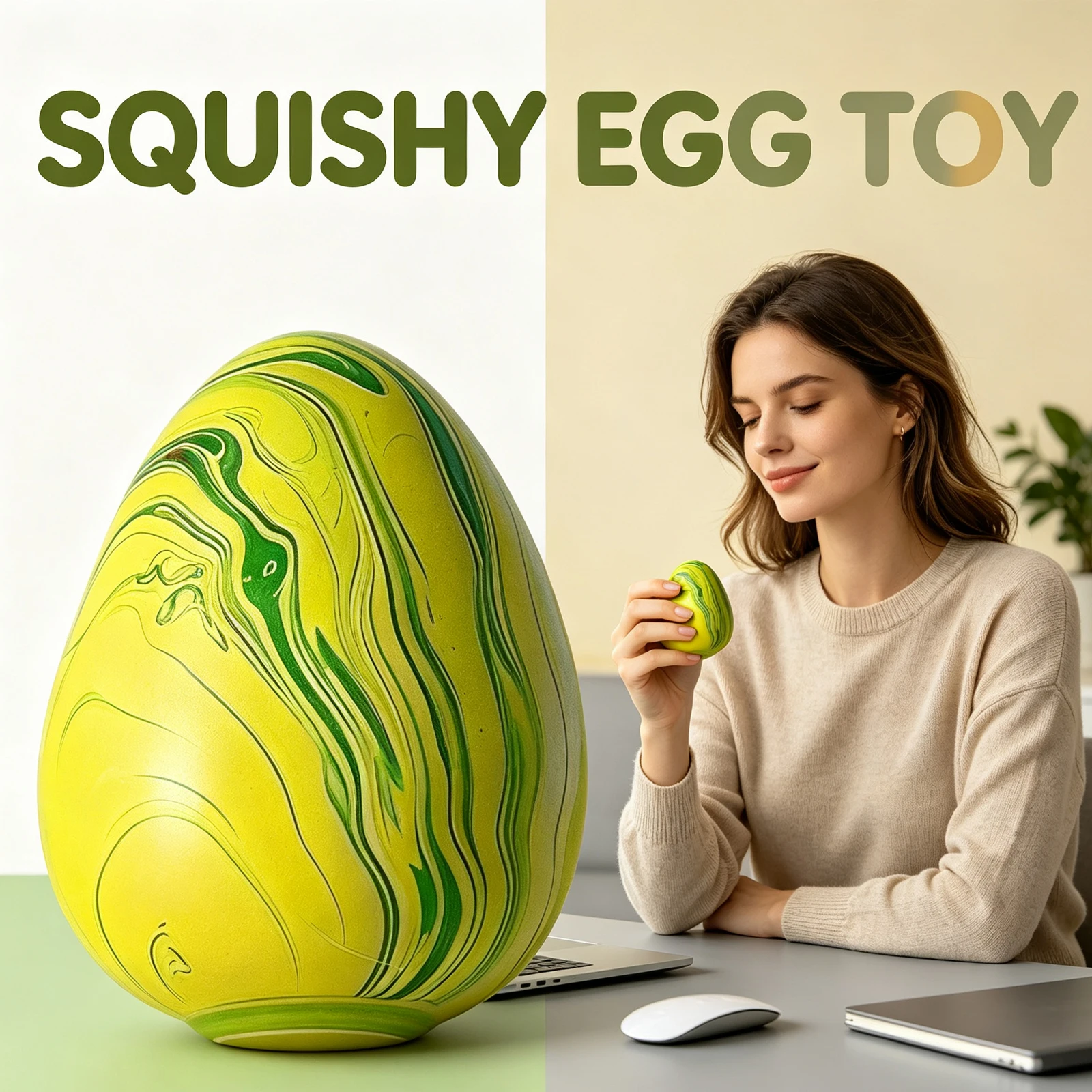Creative Flow Pattern Egg Slow Rebound Soft Pinch Fun Easter Decor Boredom Buster Kneadable Immersive Adult Stress Relief Toy