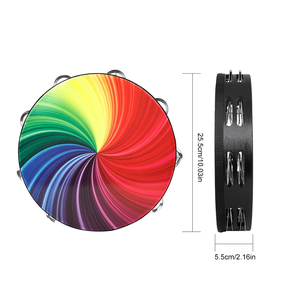 Профессиональный Тамбурин 8/10, музыкальный инструмент, ручной барабан, перкуссионный инструмент для церкви, для взрослых, KTV Вечерние