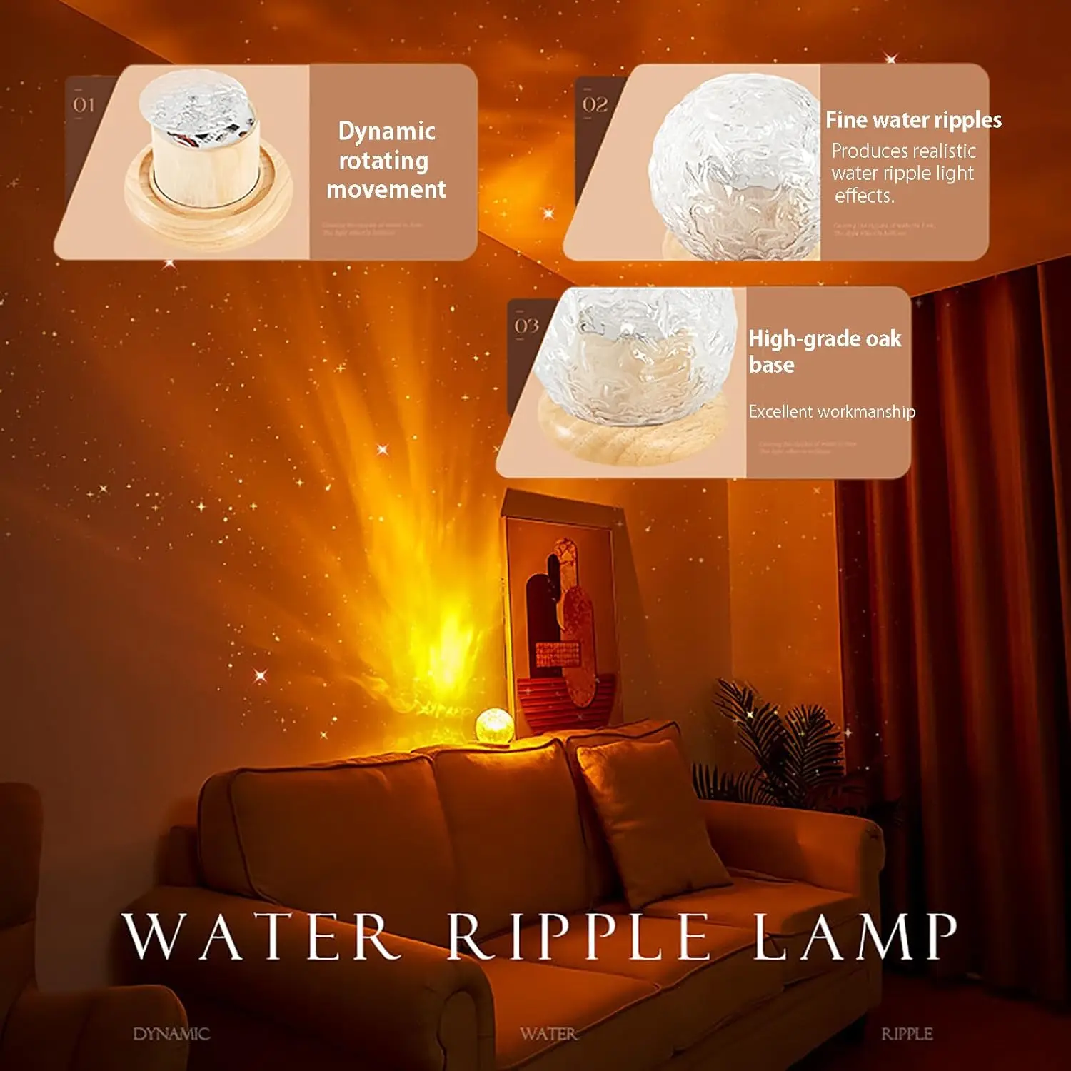 Nieuwe Waterrimpel Projector Nachtlampje Kristallen Sfeerlamp Decoratie Huis Huizen Slaapkamer Esthetische Kerstcadeau Zonsondergang Verlichting