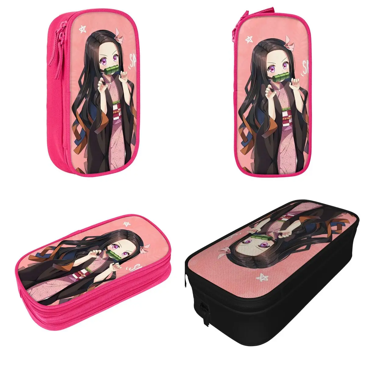 Demon Slayer Anime Nezuko Kamado Pencil Case Pencilcases Pen Box Large Storage Bags School Supplies Cosmetic Stationery