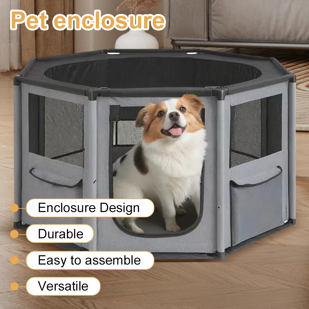 

Octagon Breathable Mesh Dog Crate Oxford Fabric Portable Kennel Cage Waterproof Portable Foldable Cat Tent for Puppy Dog Cat