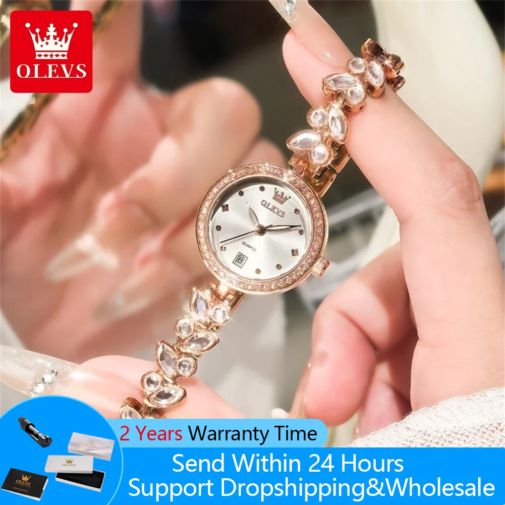 

OLEVS 5679 Original Women's Watches Fully Diamond Fashion Bracelet Quartz Woman Watches Elegant Ladies Dress Watches Girls Gift