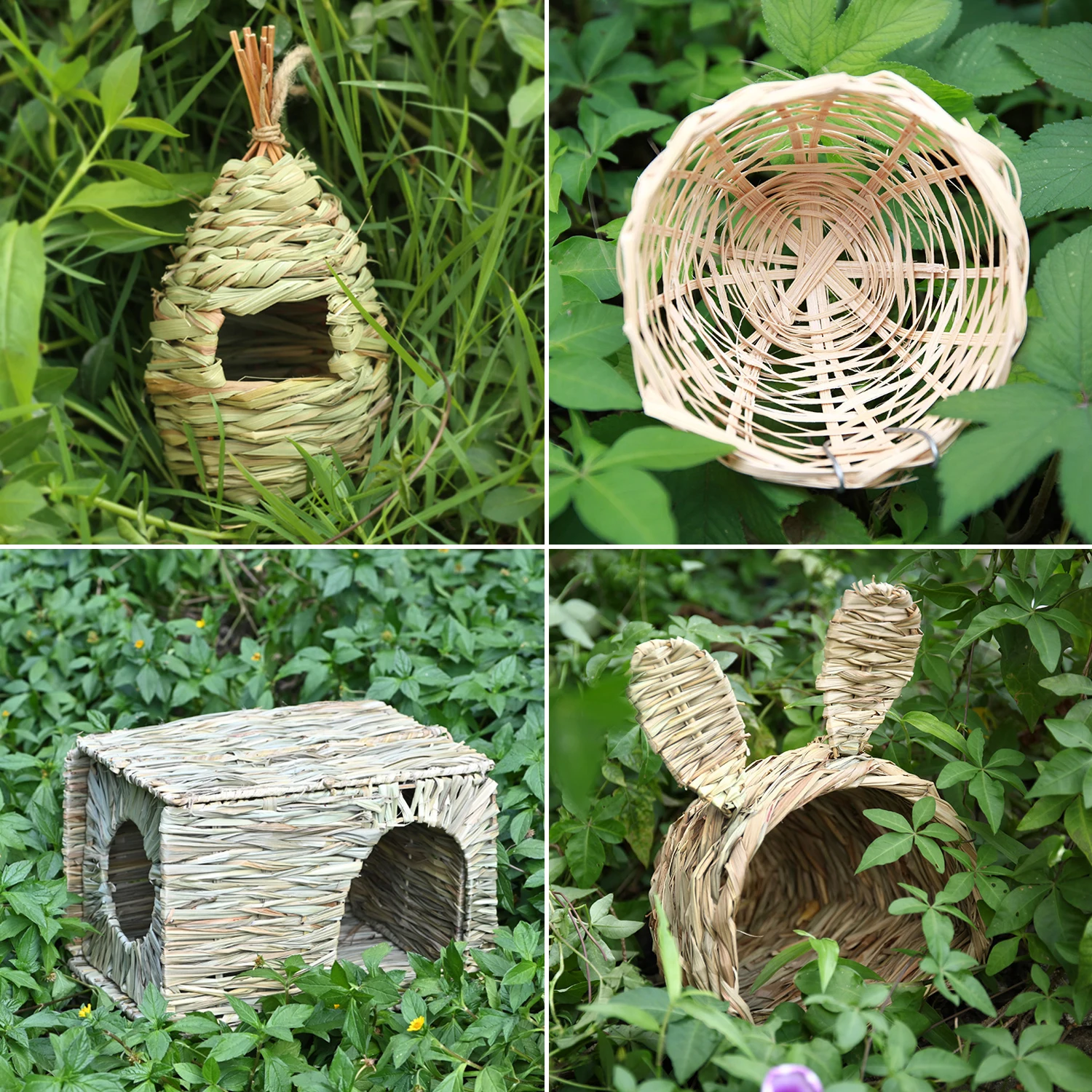 منزل الطائر الطنان للطائر الخارجية عش الطيور جيوب تزيين العشب الطبيعي جيوب تزيين الطيور الصغيرة مخبأ للحديقة الخارجية