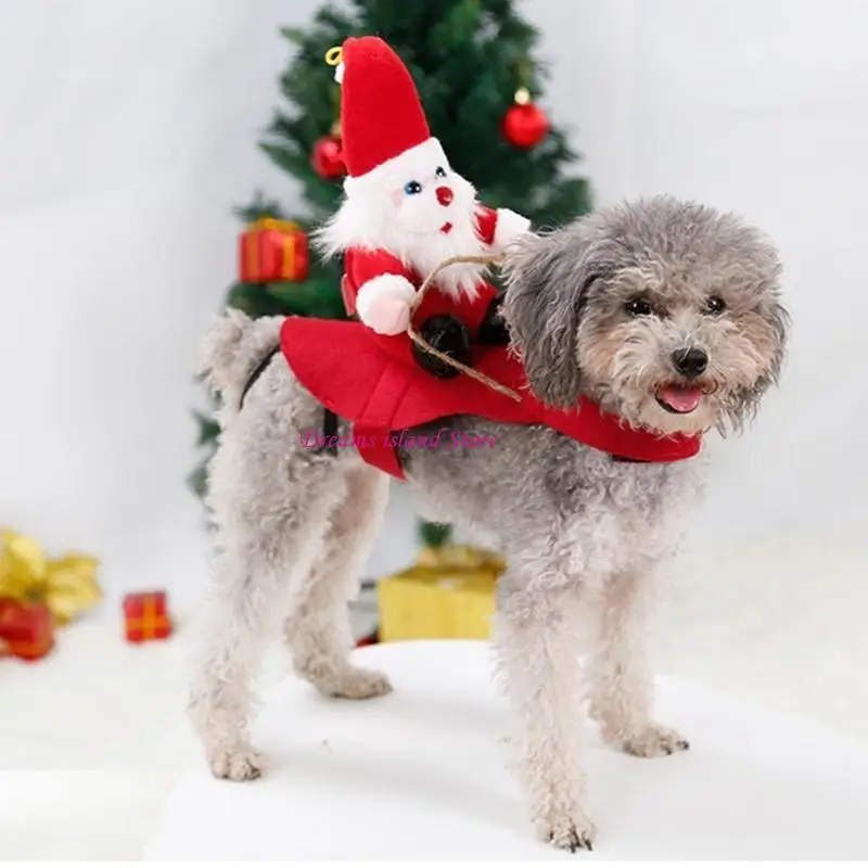 Vestimenta mascotas temporada ropa navideña para animal ajustable santa ajustable hx6c